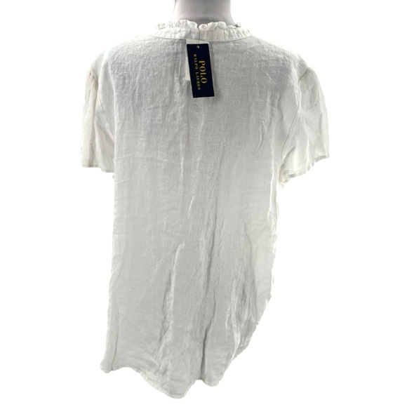 NWT Polo Ralph Lauren Crisp White Linen V-neck Tie Front Top XL - Picture 4 of 10